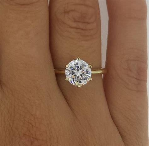 0 75 Ct Classic 6 Prong Round Cut Diamond Engagement Ring SI1 G Yellow