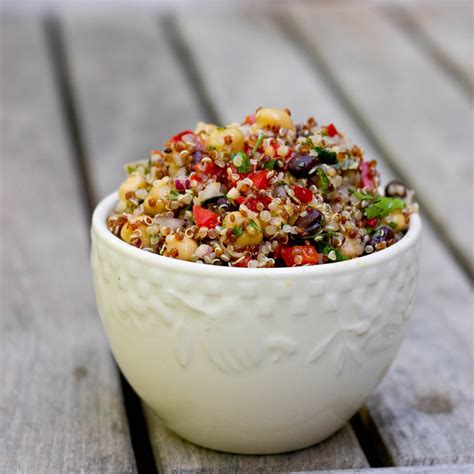 Mediterranean Salad With Chickpeas Black Beans Quinoa And A Lemon