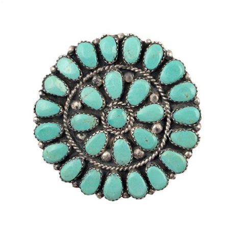 Zuni Turquoise Petit Point Cluster Pendant Brooch Signed Etsy