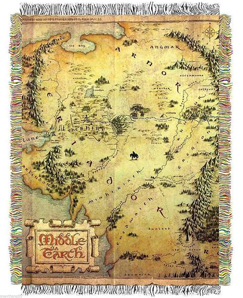 The Hobbit An Unexpected Journey Map Of Middle Earth Woven Tapestry