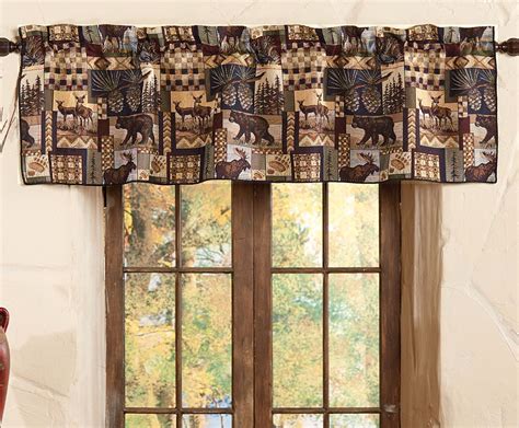 Woodland Cabin Valance Black Forest Decor Rustic Curtains Rustic Cabin