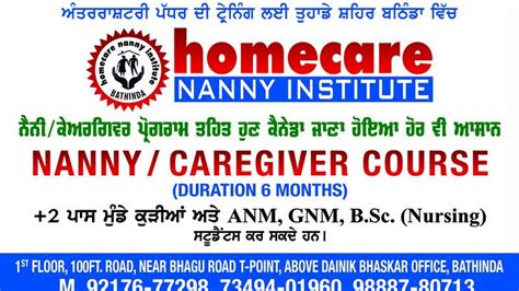Homecare Nanny Institute Nanny Live In Caregiver Course Bathinda