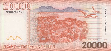 20000 Pesos 2013 2009 2015 Issue Chile Banknote 10478