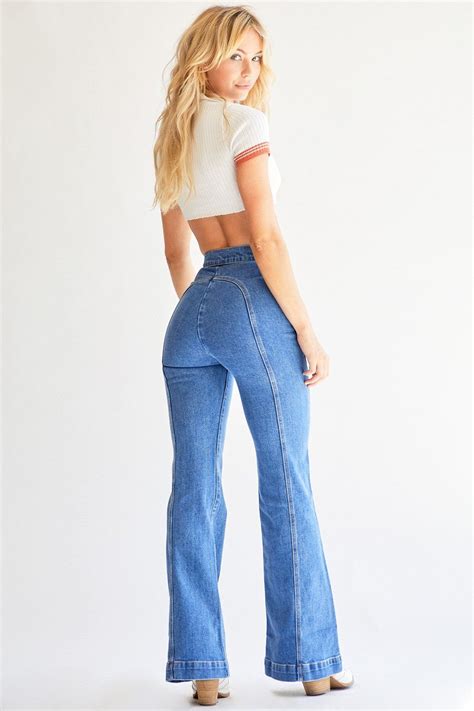 Rollergirl Flares Blue Clue Wash Jeans Outfit Women Women Jeans