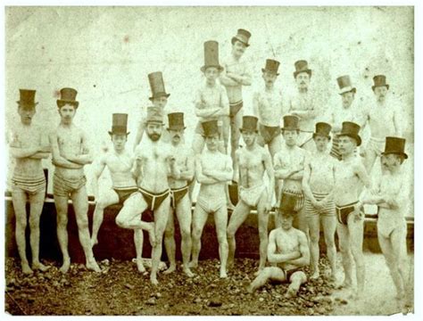 brighton swimming club in their top hats and swim suits 1863 vintage pictures old pictures