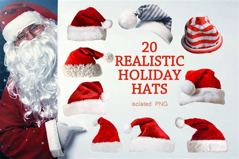 20 Christmas Hats Photoshop Overlay Santa Red Hat Holidays Hat