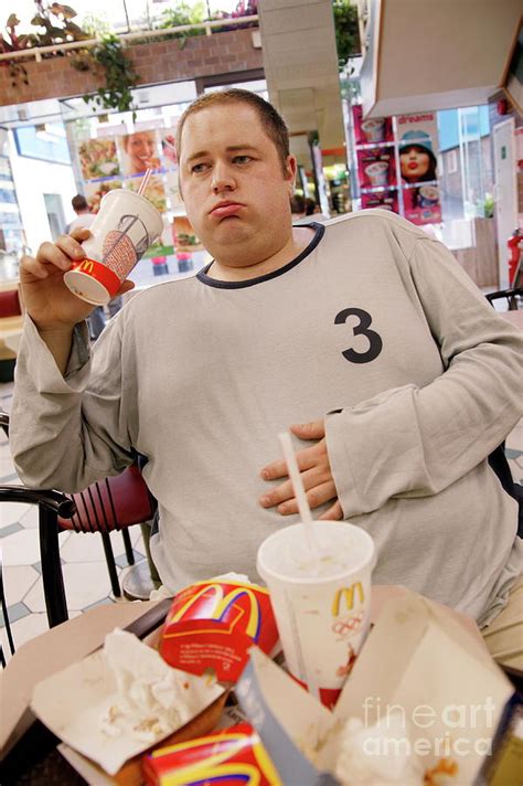 Obese Man Eating Photograph By Michael Donnescience Photo Library