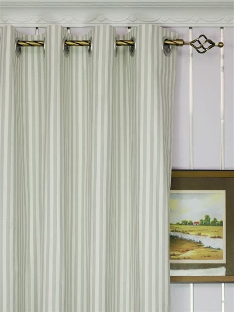 Modern Narrow Striped Cotton Blend Blackout Grommet Ready Made Curtain