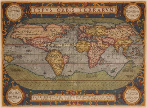 original 16th century world map Ortelius antique engraving