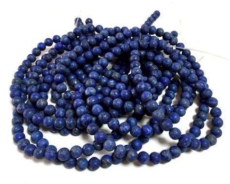 Natural Lapis Lazuli Matte Beads 6mm Round Denim Blue Etsy Beads