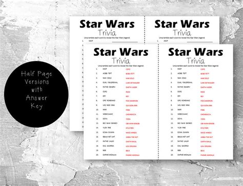 Printable Star Wars Trivia Printable Mandalorian Game Star Etsy