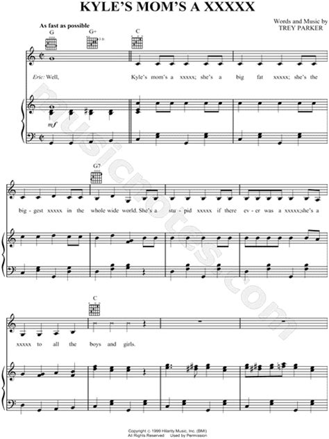 kyle s mom s a xxxxx from south park the movie sheet music in db major download and print