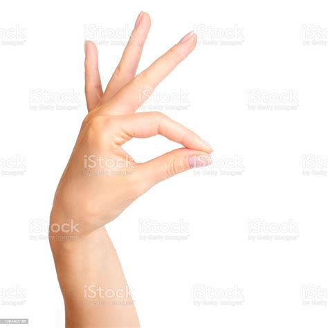 Woman Hand Forming Glasses Or Holding Something With Two Fingers Stock