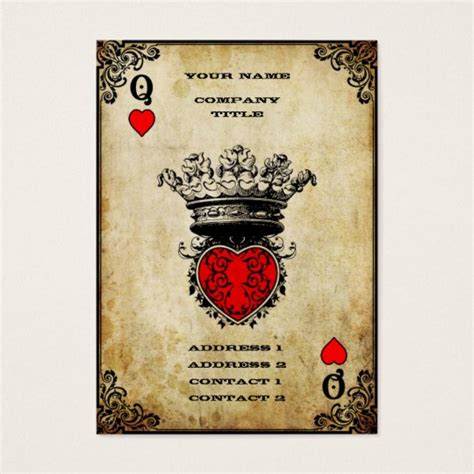 Grunge Queen Of Hearts Business Card