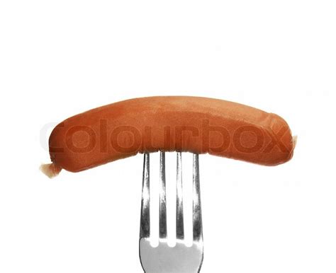 German Sausage Isolated On A White Stock Image Colourbox