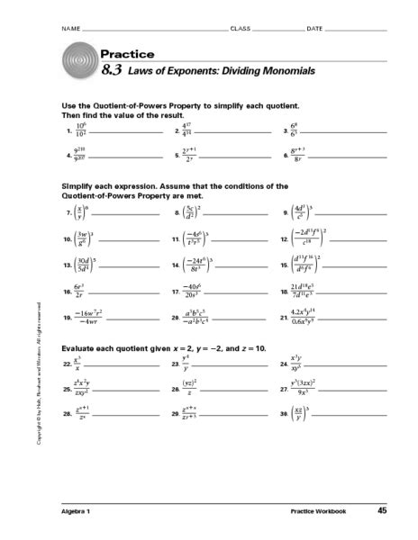 All Worksheets Multiplying And Dividing Exponents Worksheets