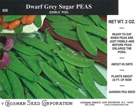 826 Peas Dwarf Grey Sugar Crosman Seed Corp