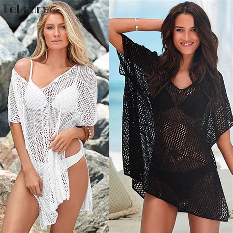 2018 New Beach Cover Up Bikini Crochet Knitted Beachwear Summer Swimsuit Cover Up Sexy See