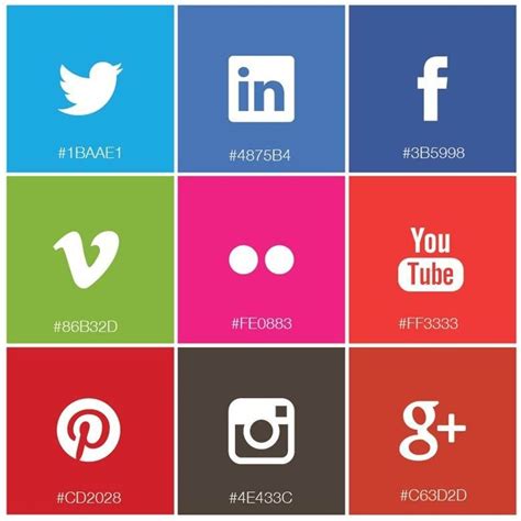 The Social Icons And Color Code By Social With Woulfe Social Icons