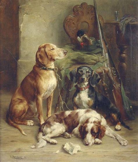 Carl Reichert Hunting Hounds 1888 Dog Print Art Animal Paintings