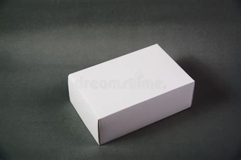 Empty Package White Cardboard Box Or Tray For Product On Grey B Stock