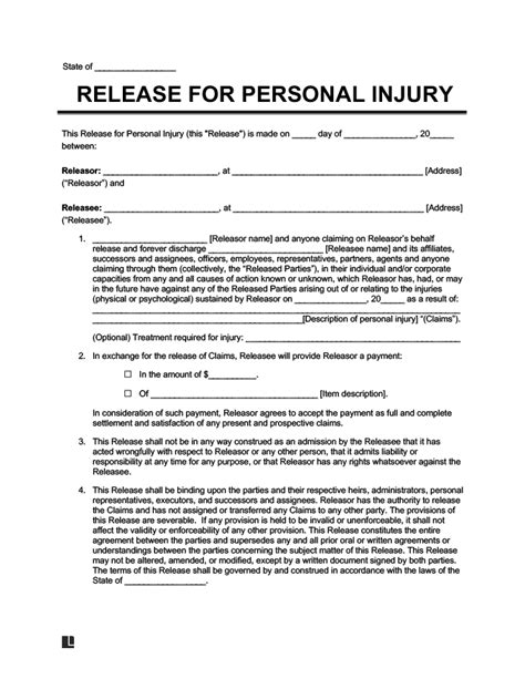 Free Release Of Liability Form Sample Waiver Form Legal Templates
