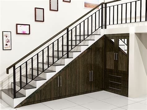 tangga rumah tingkat klasik bahan kayu  besi desain