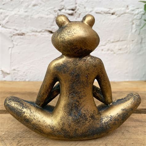 Gold Yoga Frog Toad Home Garden Decorative Ornament Sculpture Etsy