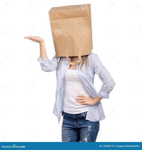 Woman With Paper Bag On The Head Stock Image Image Of Asia Head 132286775