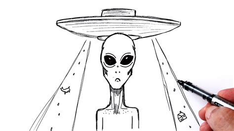 How To Draw A Alien Ufo Easy Youtube