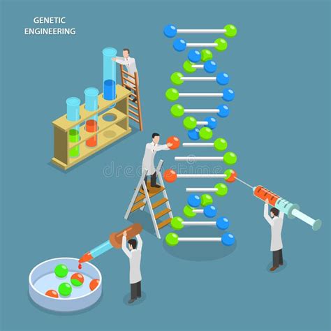 Genetic Engineering Dna Vector Illustration Cartoon Flat Tiny