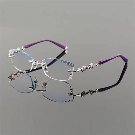 titanium alloy eyeglasses women rimless prescription reading myopia progressive glasses yellow