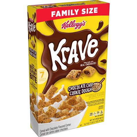 Kellogg S Krave Chocolate Chip Cookie Dough Cold Breakfast Cereal 16 7 Oz
