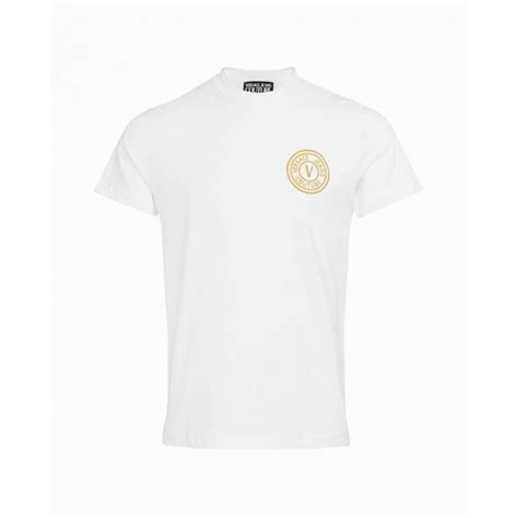 Versace Jeans Couture Cotton Embroided V Emblem Logo Whitegold T Shirt
