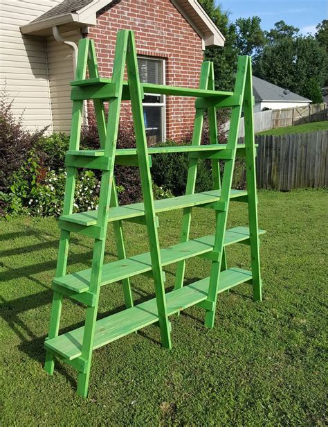 Double Ladder Shelf 6 Ft Wood Ladder Craft Show Display Etsy Craft