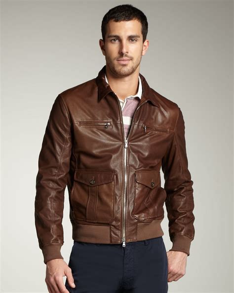 Lyst Brunello Cucinelli Leather Bomber Jacket In Brown For Men