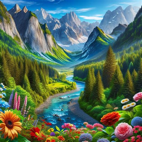 Majestic Nature Stunning Landscapes And Blooming Beauty Ai Art