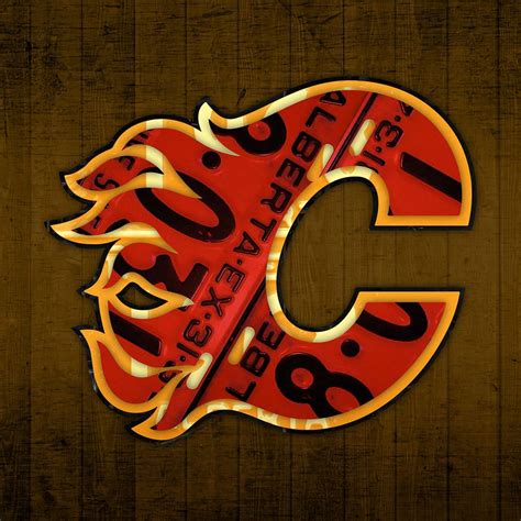 Calgary Mixed Media Calgary Flames Hockey Team Retro Vintage Logo