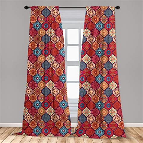 Amazon Com Ambesonne Moroccan Curtains Oriental Wavy Curvy Pattern