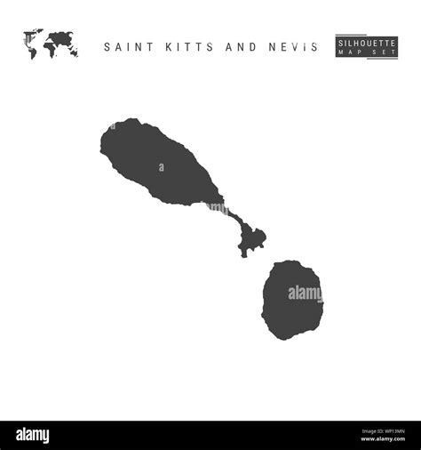 Saint Kitts And Nevis Blank Map Isolated On White Background High Detailed Black Silhouette Map