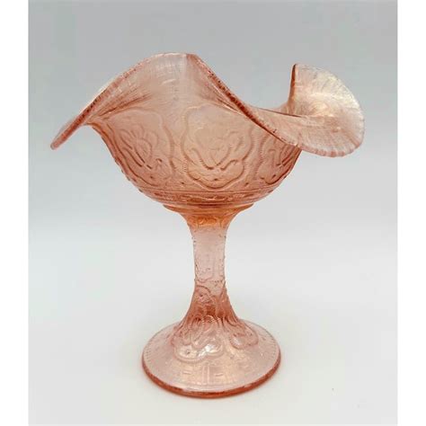Vintage Fenton 75th Anniversary Velva Rose Pink Iridescent Carnival Stretch Glass Persian