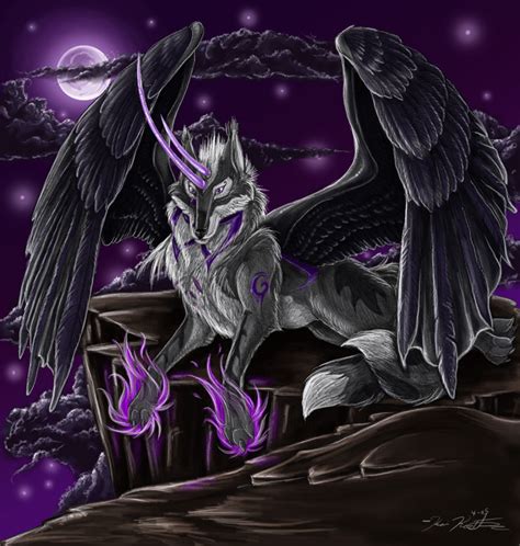 Black Winged Demon Wolf