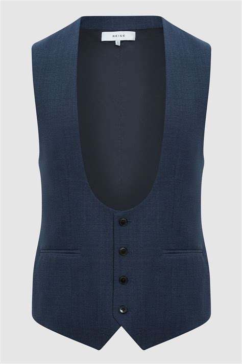 Buy Reiss Navy Ease Sharkskin Horseshoe Waistcoat From The Next Uk