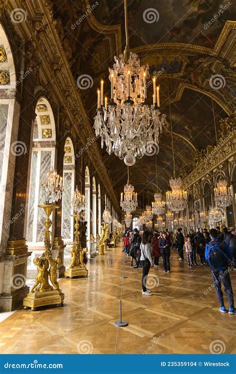 Vertical Shot Of The Hall Of Mirrors In Palace Of Versailles Paris