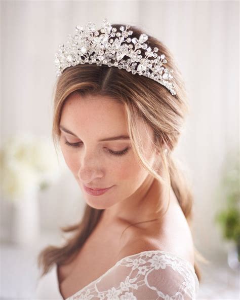 Swarovski Crystal Tiara Silver Bridal Headpiece Rhinestone Etsy In