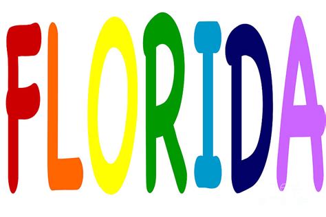 The Word Florida In Rainbow Text Color Digital Art By Lee