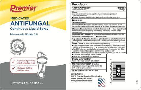 Premier Brands Antifungal Miconazole Liquid Continuous Spray