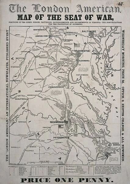 American Civil War Map Of The Seat Of War In Virginia