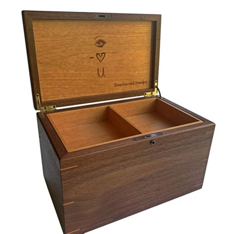 large size keepsake memory box personalized walnut with cherry wood