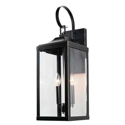 2 Light Imperial Black Outdoor Wall Lantern Sconce El180708 Mw The Home Depot Outdoor